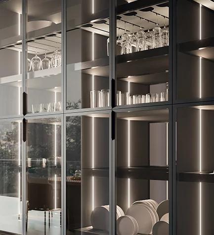Anta vetro telaio nero D23-433x476 - Doimo Cucine